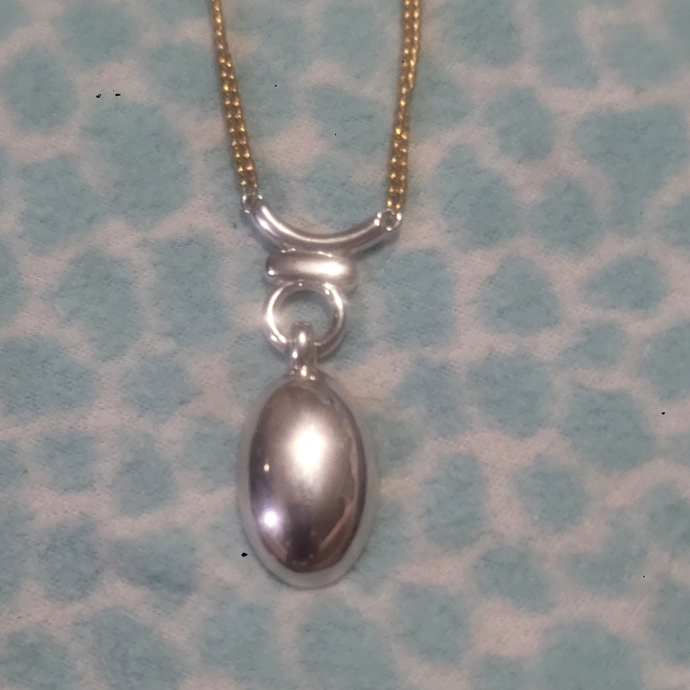 Vintage Monet gold plated chain with silver tone pendant
